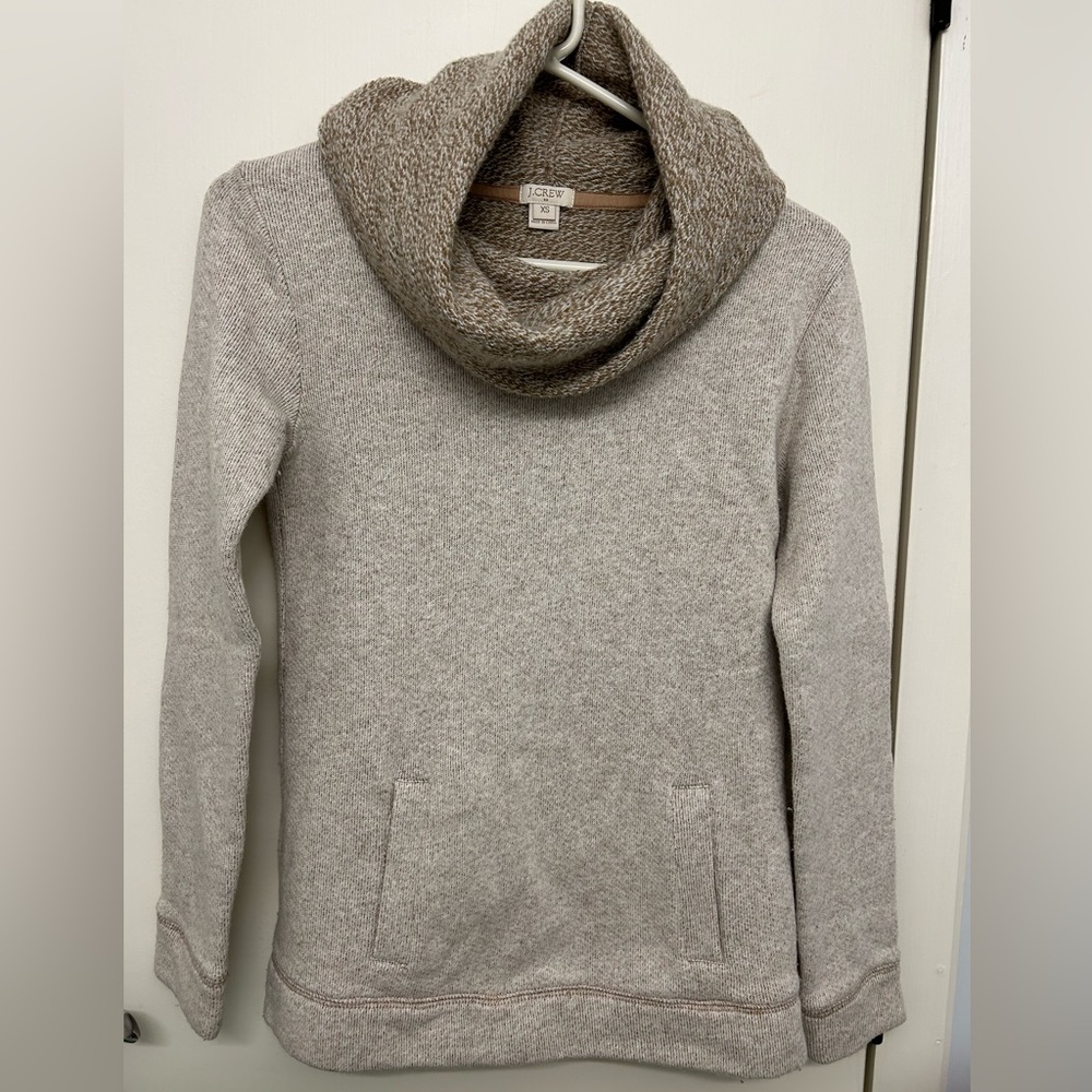 J. Crew tan cowl neck sweater, XS